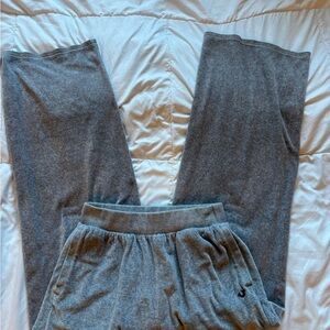 True Religion Gray Velour Wide Leg Pants